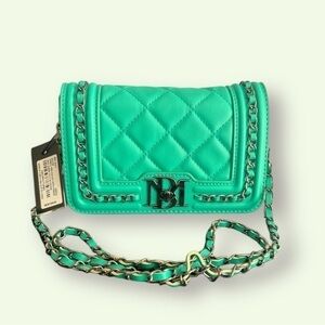 NWT BADGLEY MISCHKA Green Teal Quilted Crossbody Bag